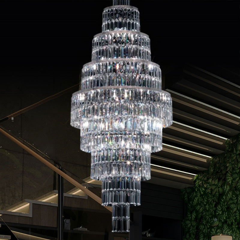 Stylish Foyer Hall Long Crystal Chandelier Large Staircase / Entryway Decoration Ceiling Light