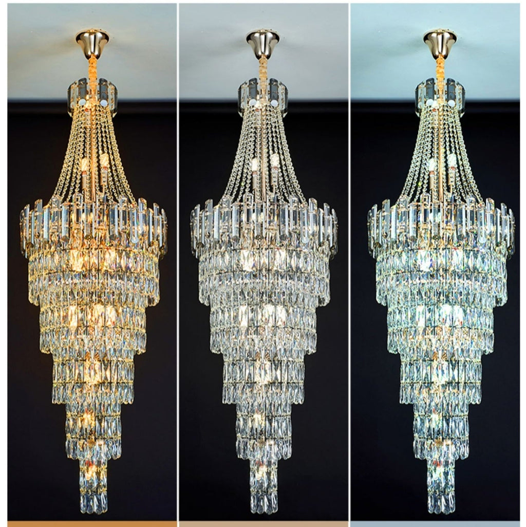Stylish Foyer Long Staircase Chandelier Large Crystal Ceiling Lighting for Living Room Decoration