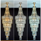 Stylish Foyer Long Staircase Chandelier Large Crystal Ceiling Lighting for Living Room Decoration