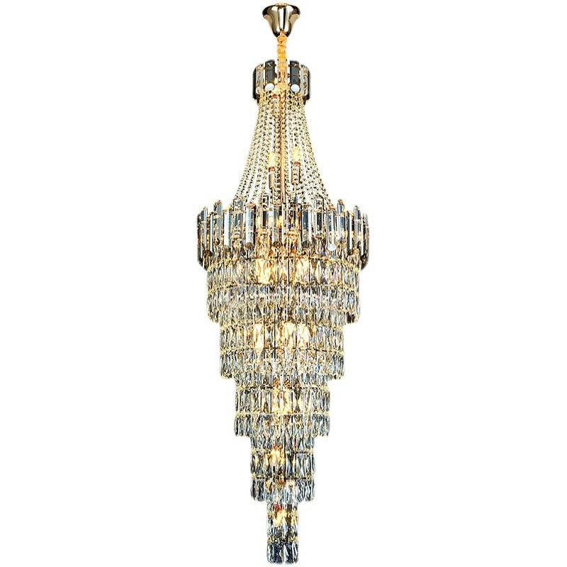 Stylish Foyer Long Staircase Chandelier Large Crystal Ceiling Lighting for Living Room Decoration