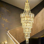 Stylish Foyer Long Staircase Chandelier Large Crystal Ceiling Lighting for Living Room Decoration