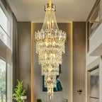 Stylish Foyer Long Staircase Chandelier Large Crystal Ceiling Lighting for Living Room Decoration