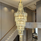 Stylish Foyer Long Staircase Chandelier Large Crystal Ceiling Lighting for Living Room Decoration