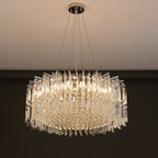 Chrome Silver Stylish Round Crystal Chandelier Modern Ceiling Pendant Light for Living Room / Bedroom