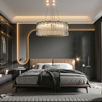 Chrome Silver Stylish Round Crystal Chandelier Modern Ceiling Pendant Light for Living Room / Bedroom