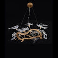 Swallow Glass Tree Branch Round Chandelier