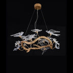 Swallow Glass Tree Branch Round Chandelier