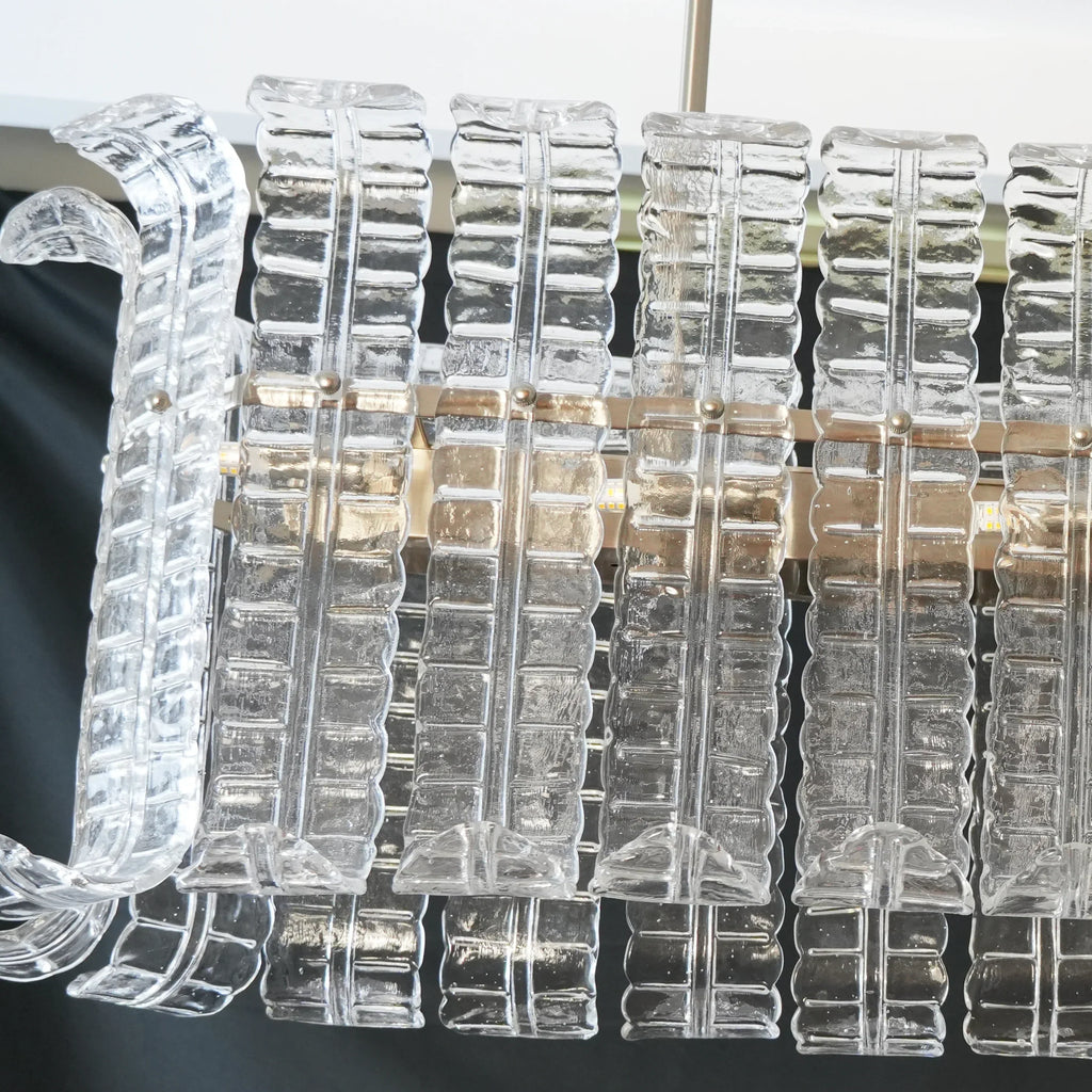 Transparent Murano Leaf Shaped Chandelier