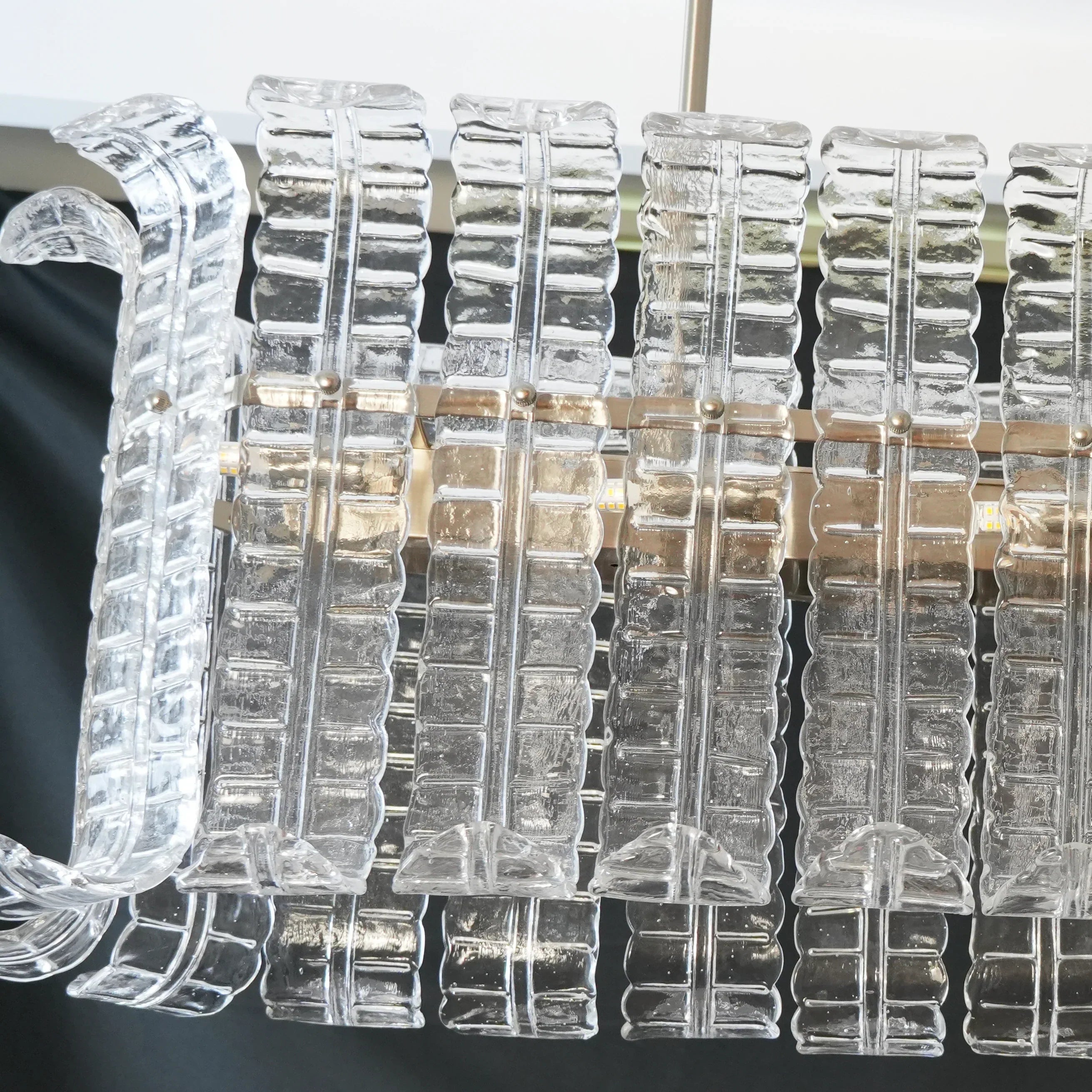 Transparent Murano Leaf Shaped Chandelier