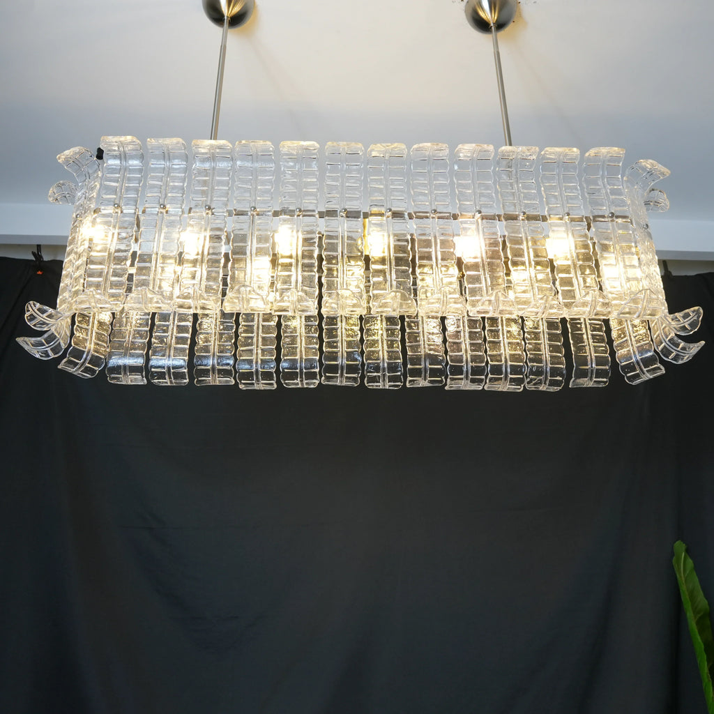 Transparent Murano Leaf Shaped Chandelier