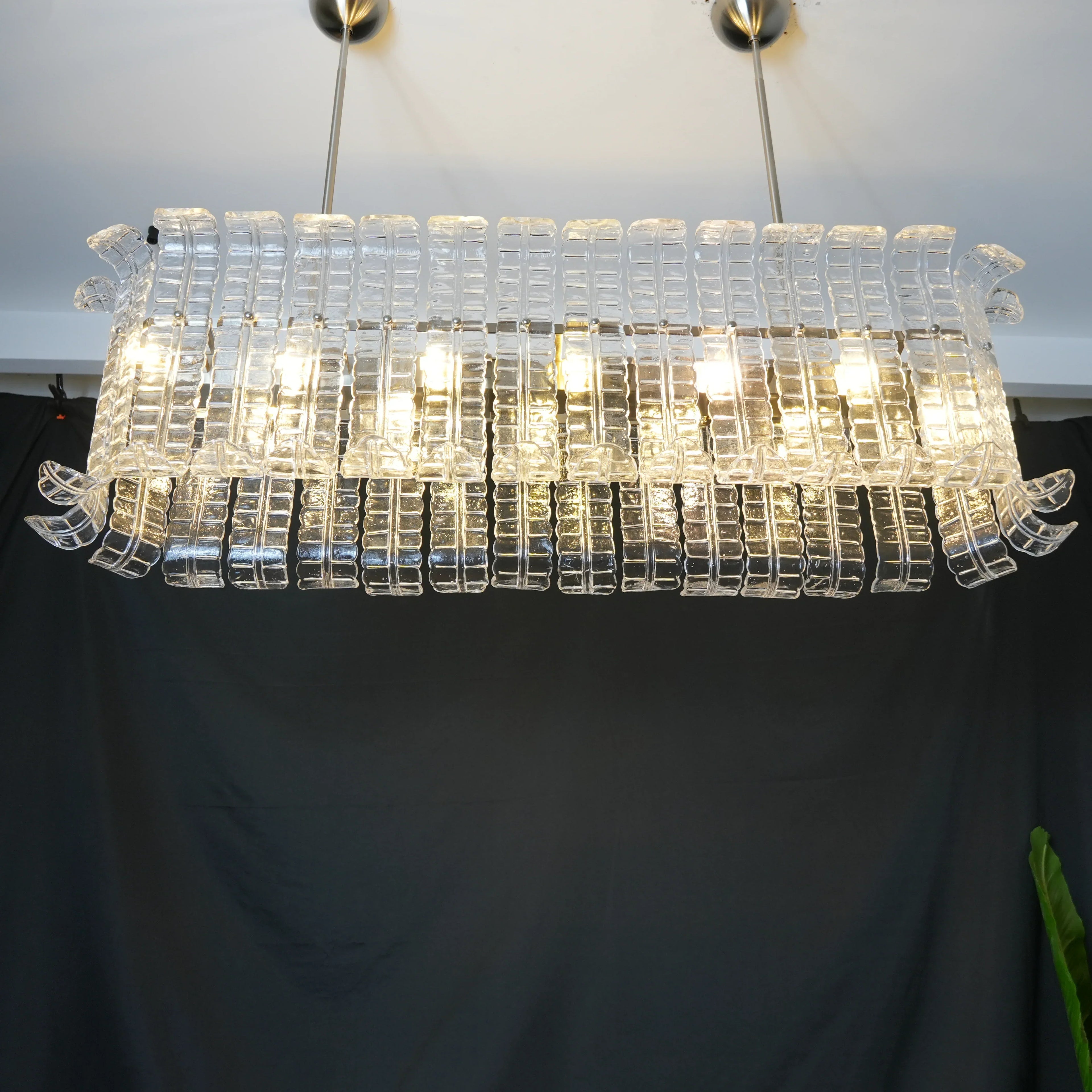 Transparent Murano Leaf Shaped Chandelier