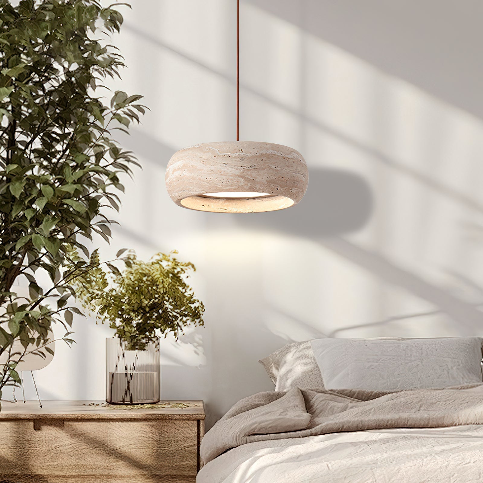Travertine Drum Pendant Lamp