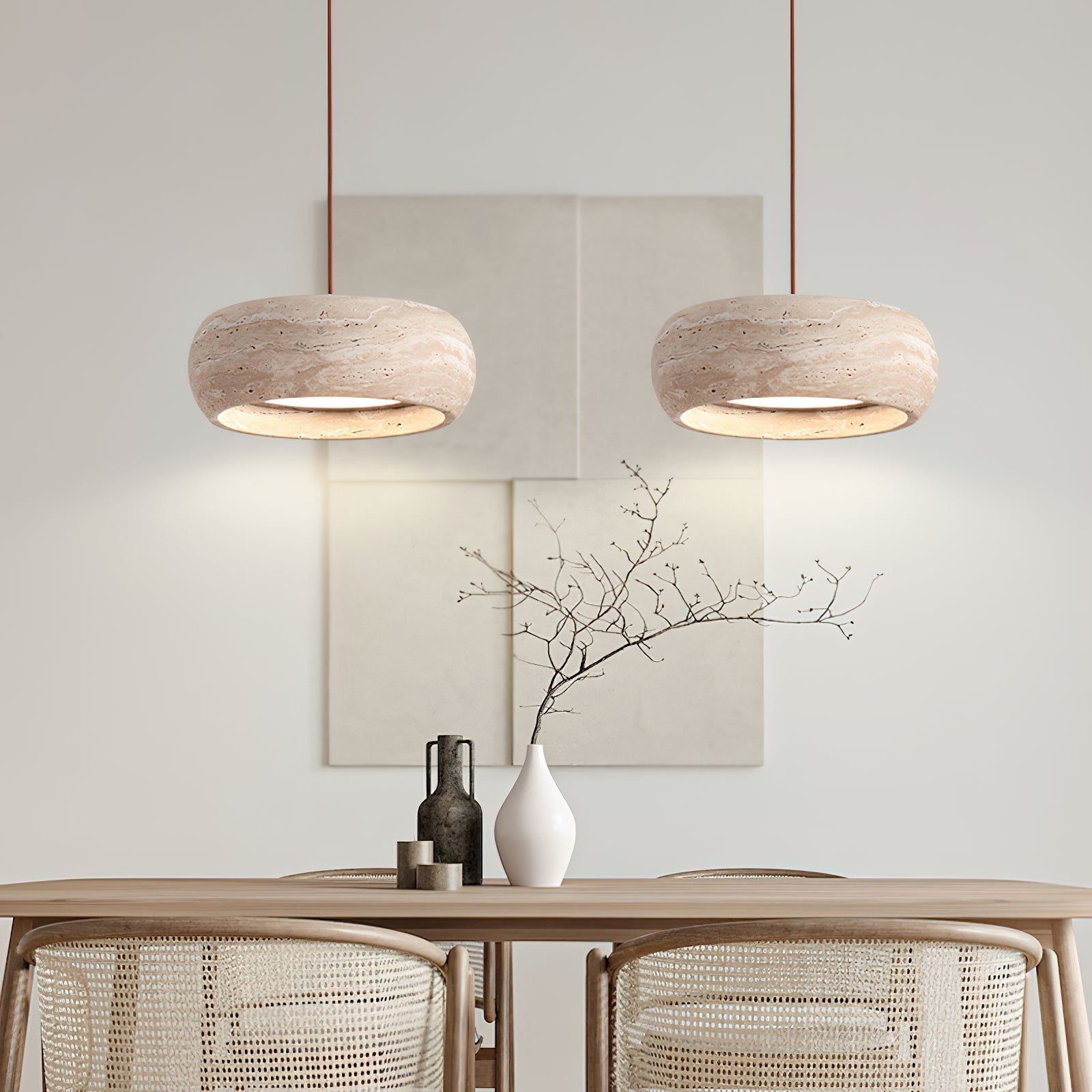 Travertine Drum Pendant Lamp