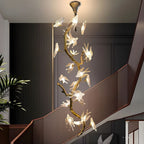 Crissy Branch Brass Bird Branch Staircase Chandelier
