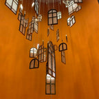 Modern Creative Round Floating Glass Windows Chandelier for Living Room / hotel / restaurant