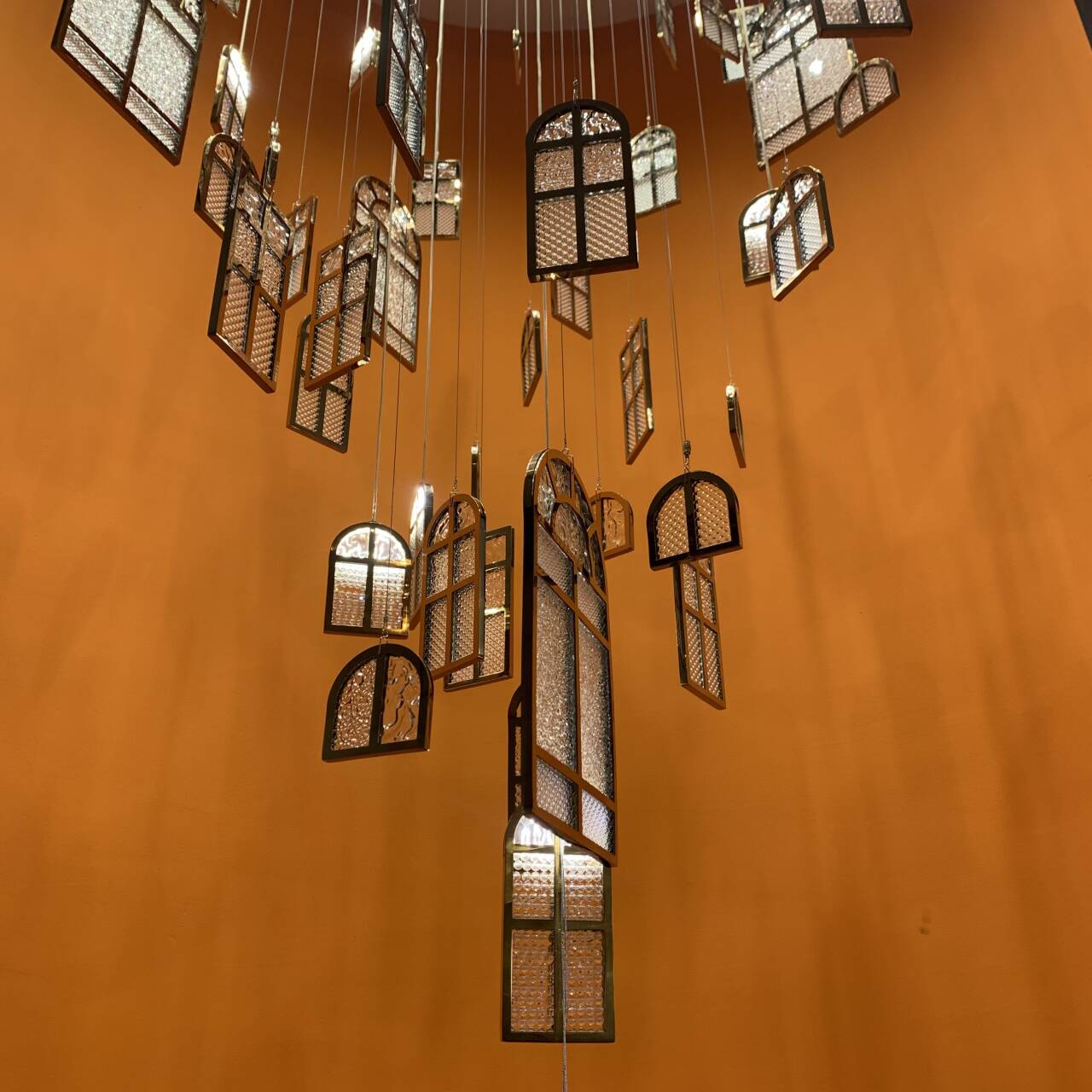 Modern Creative Round Floating Glass Windows Chandelier for Living Room / hotel / restaurant
