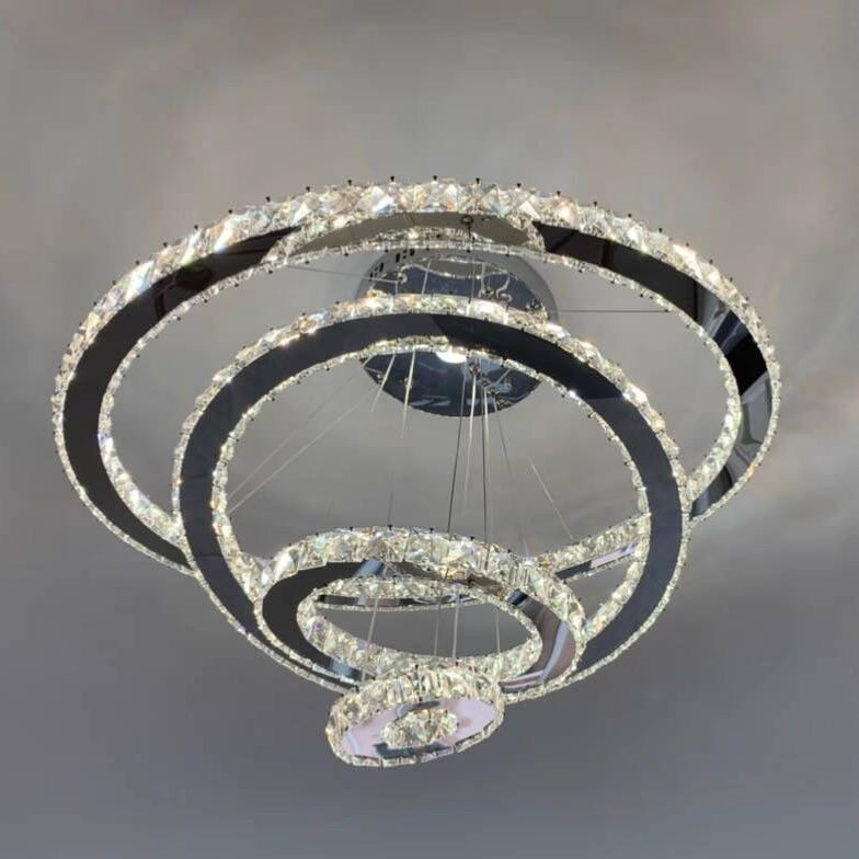 Light Luxury 5 / 6 / 7 Rings Crystal Chandelier for Staircase / foyer / villa