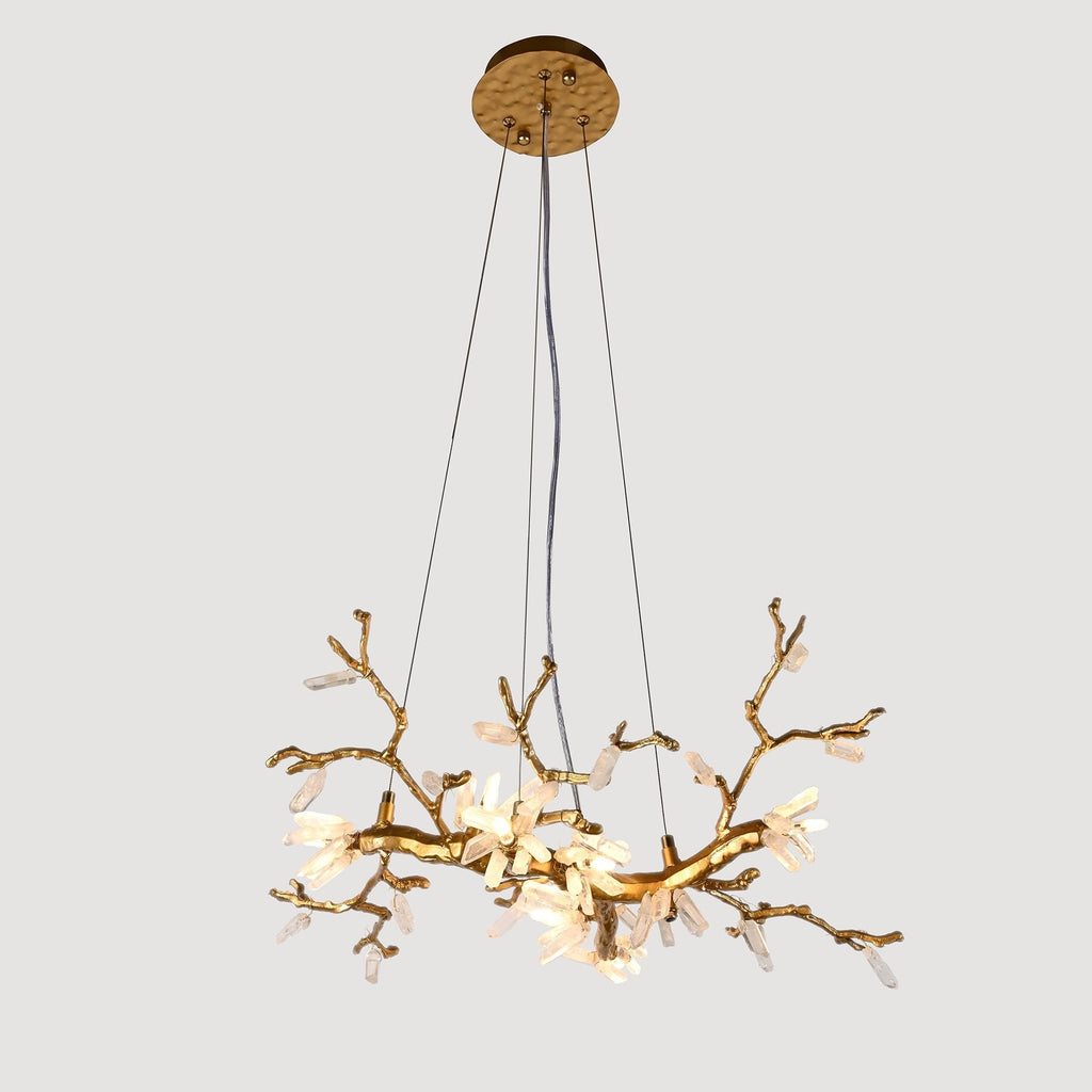 Selenite Crystal Blossom Branching Tree Chandelier