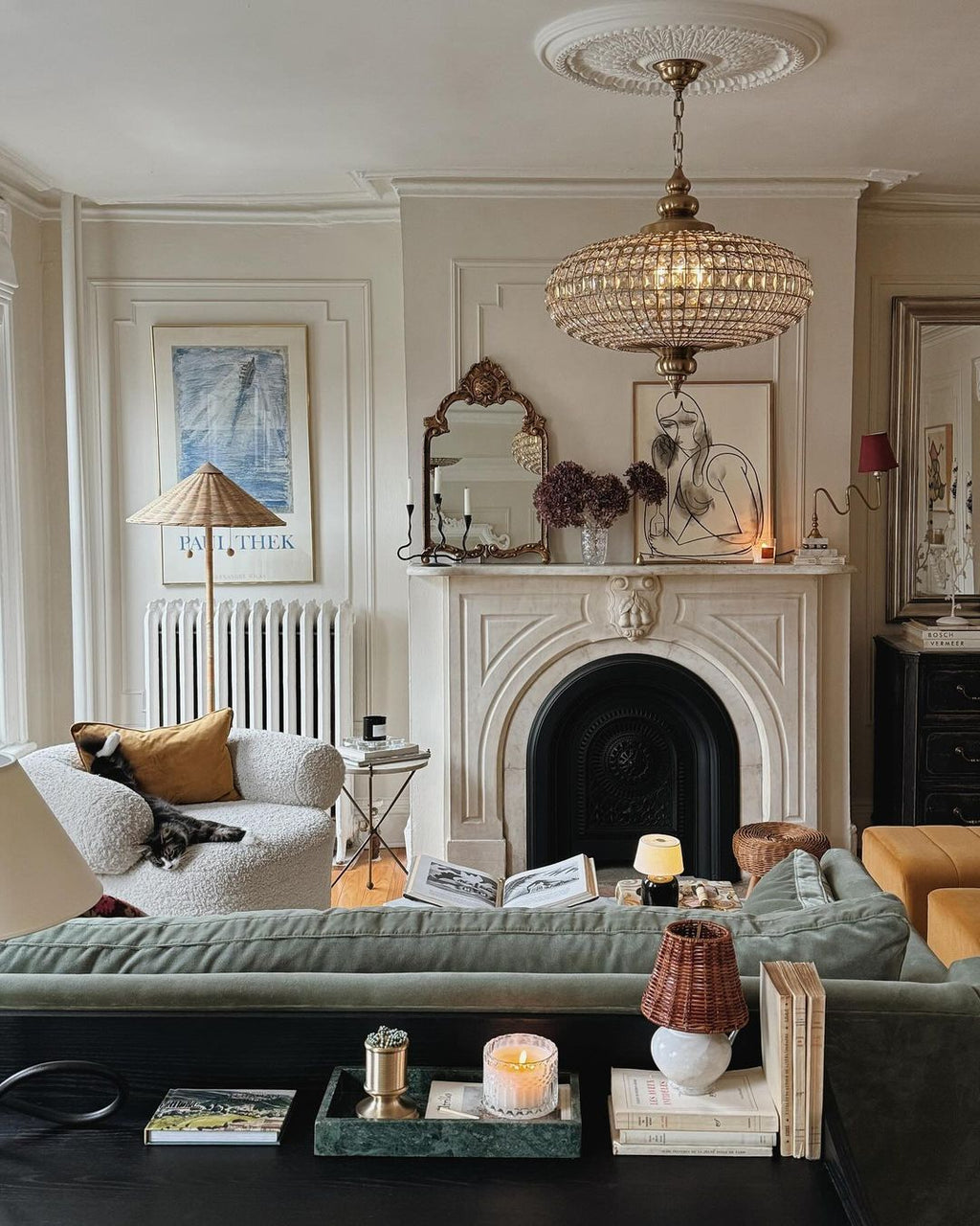 French Empire Vintage Ellipsoid Crystal Chandelier with Iron and Brass Finish for Living Room Bedroom