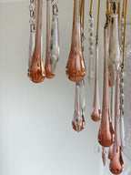 Vintage – Murano Glass Teardrops Chandelier – 70s – Pink Prisms