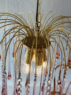 Vintage – Murano Glass Teardrops Chandelier – 70s – Pink Prisms
