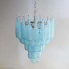 Vintage Murano Blue Petals Drop Glass Chandelier
