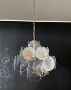 Vintage Murano Iridescent Disks Chandelier