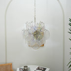 Vintage Murano Iridescent Glass Disks Chandelier