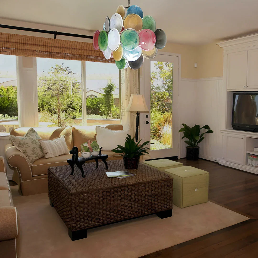 Vintage Murano Multicolored Disks Chandelier