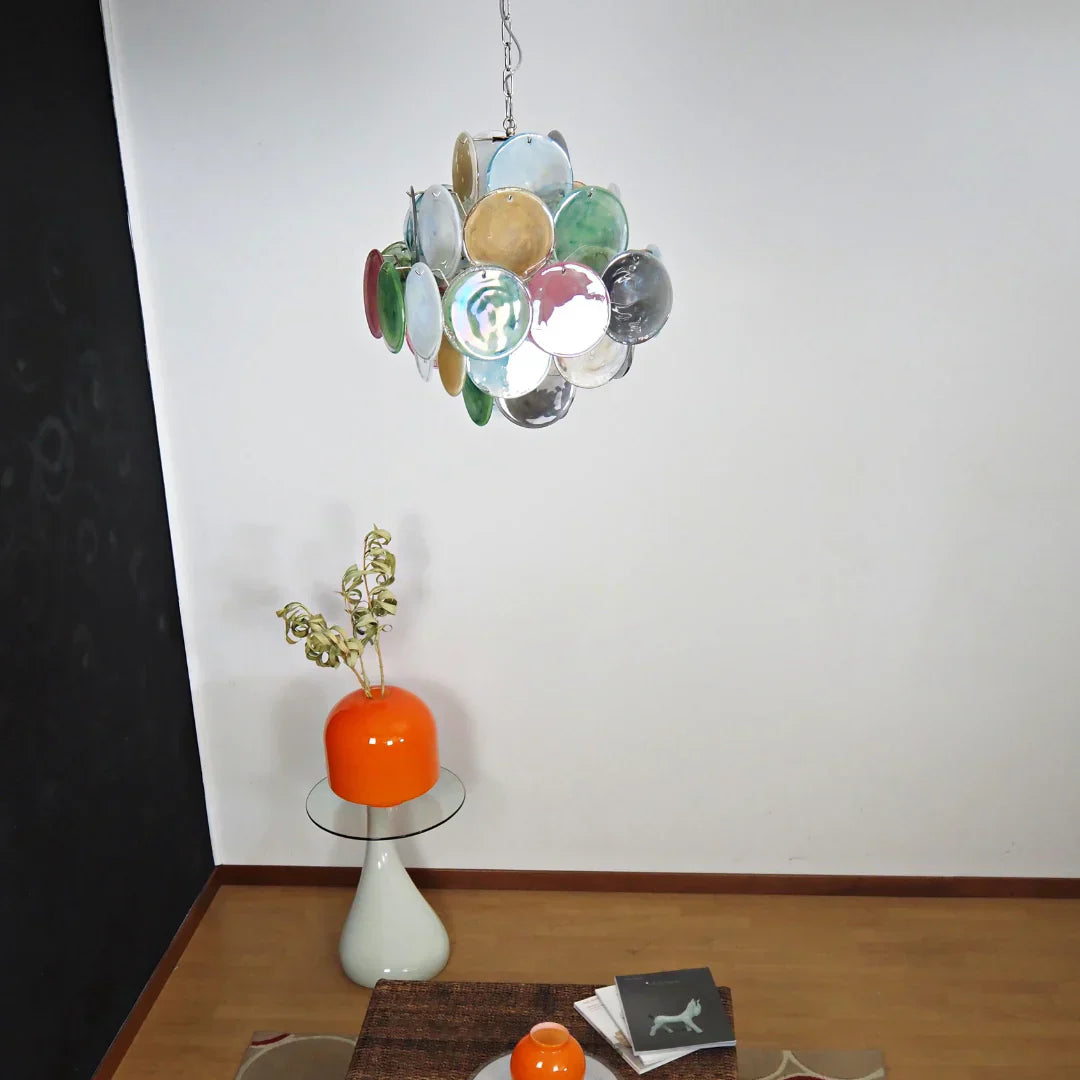 Vintage Murano Multicolored Disks Chandelier