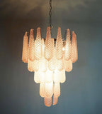 Vintage Murano Pink Petals Drop Glass Chandelier