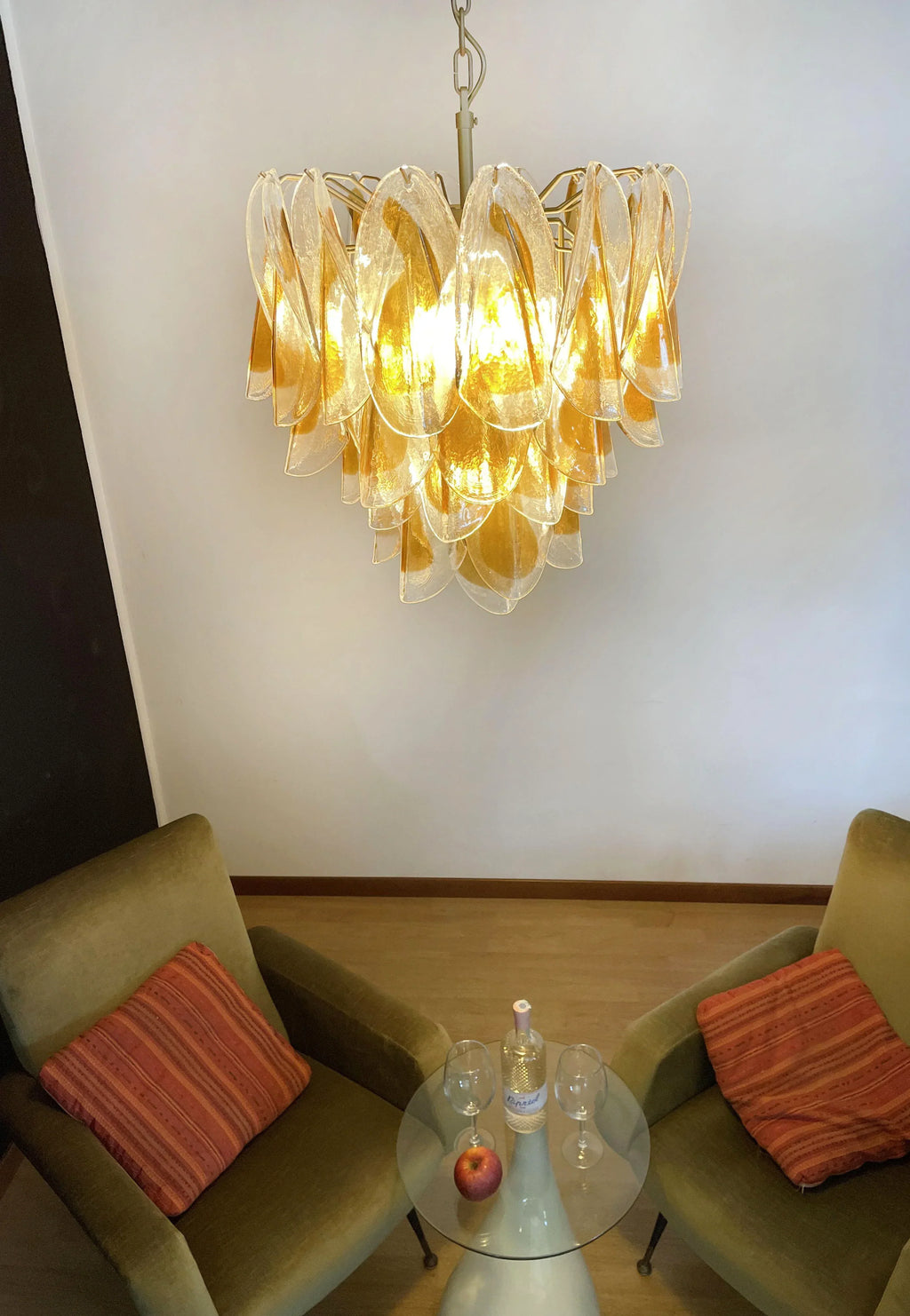 Vintage Murano Swallows Amber Glass Chandelier
