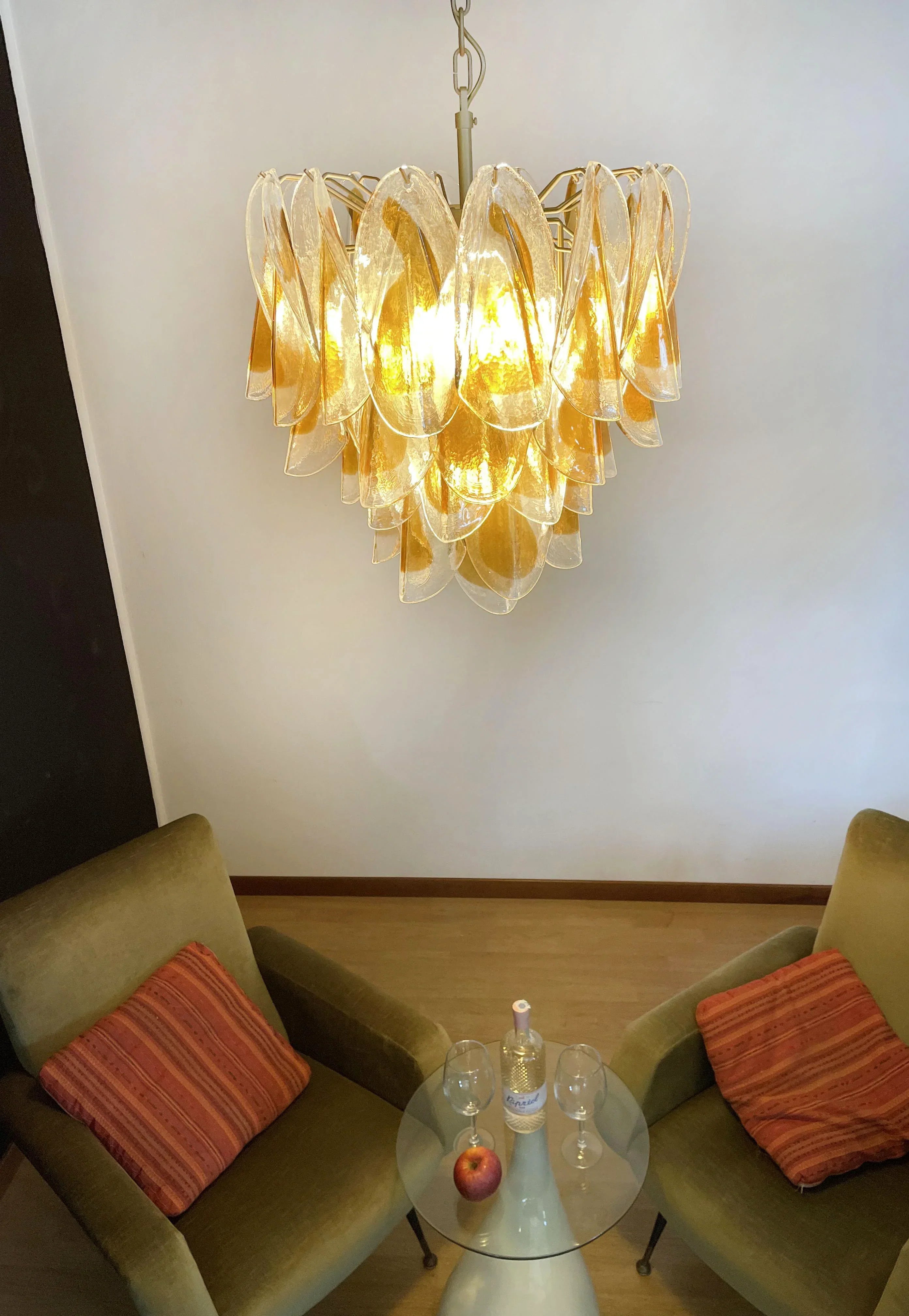 Vintage Murano Swallows Amber Glass Chandelier