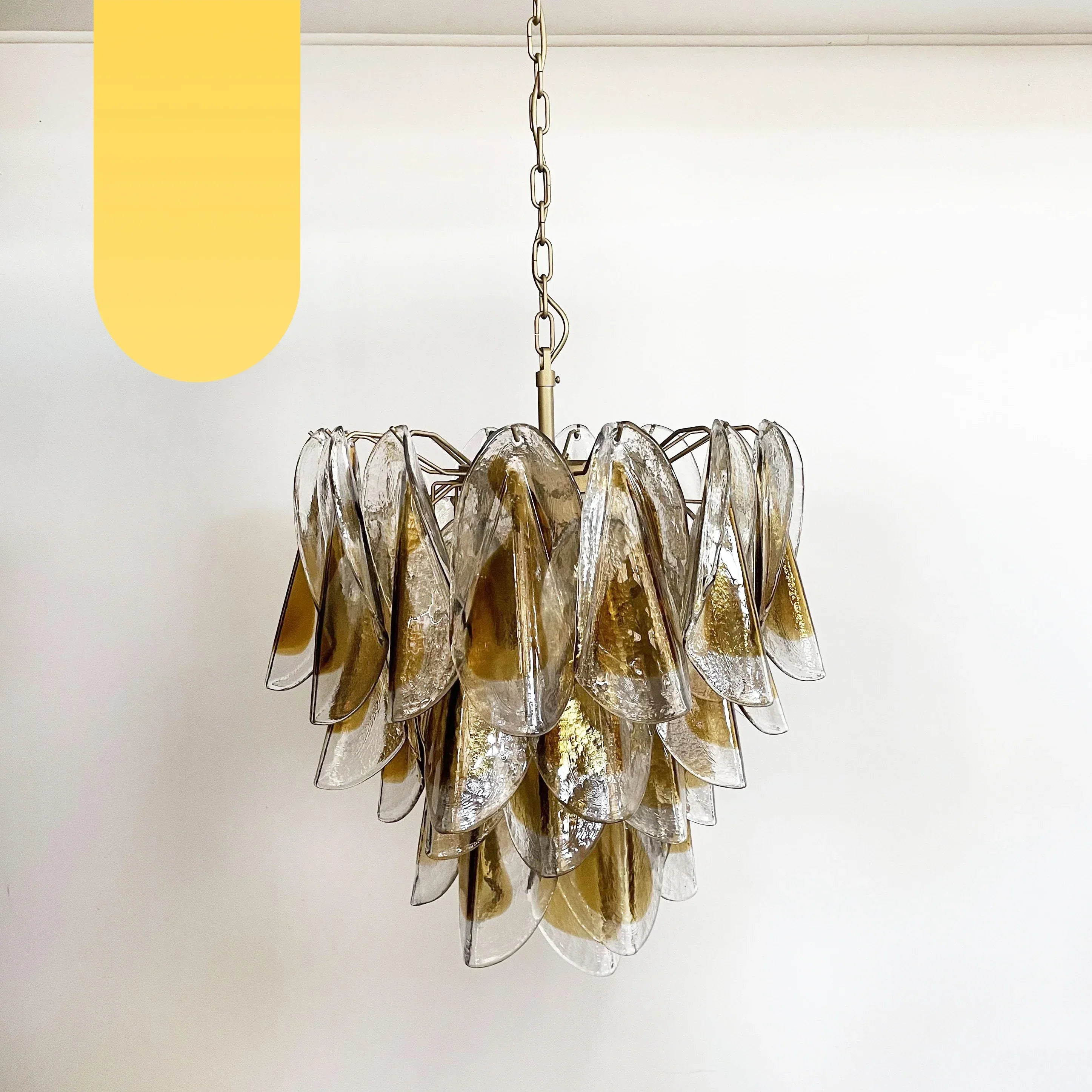 Vintage Murano Swallows Amber Glass Chandelier