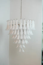 Vintage Murano Transparent Glass Petals Chandelier