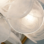Vintage Murano White Glass Disks Chandelier