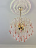 Vintage – Murano Glass Teardrops Chandelier – 70s – Pink Prisms
