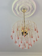 Vintage – Murano Glass Teardrops Chandelier – 70s – Pink Prisms