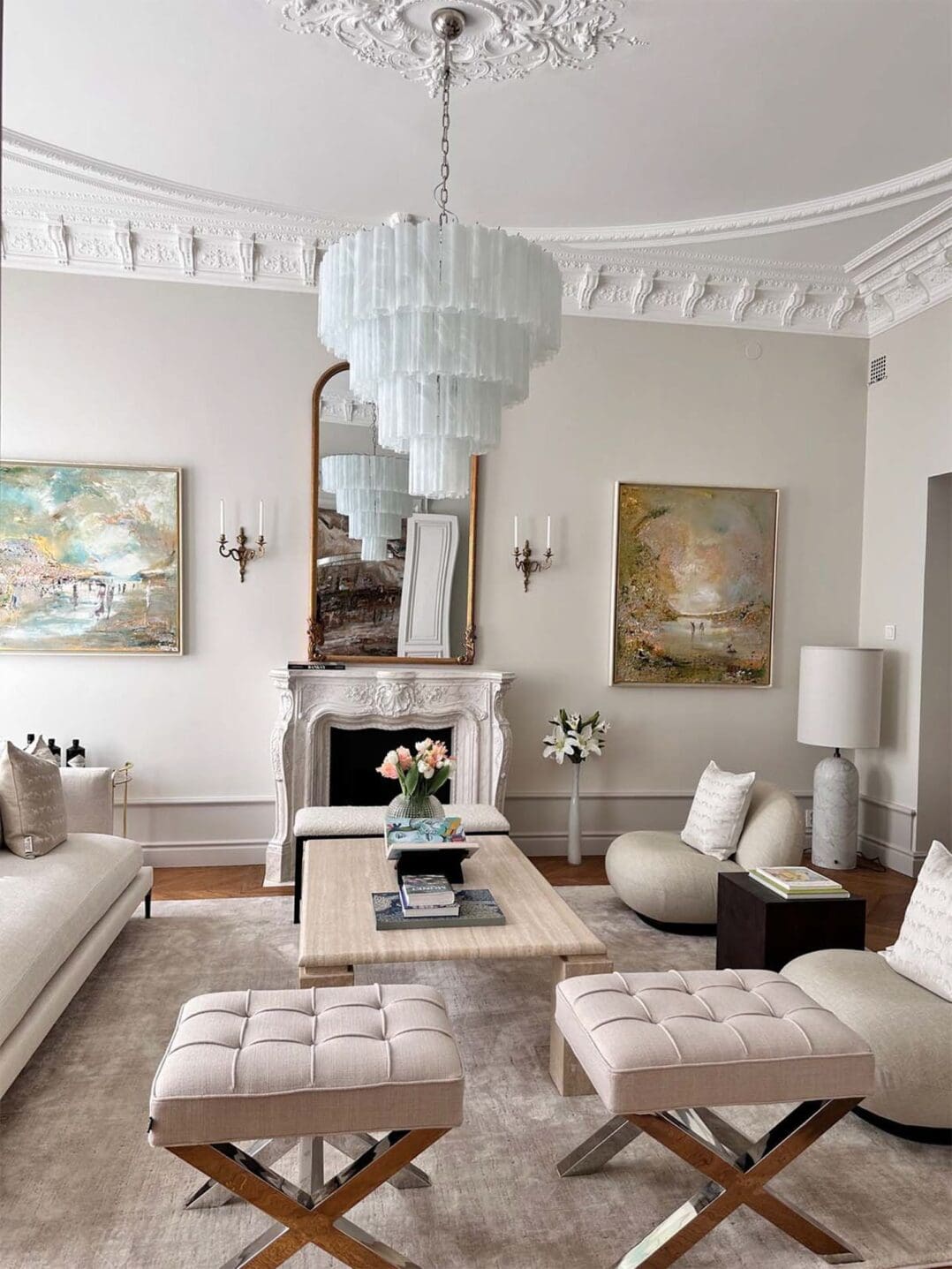 Murano Glass Chandelier – 78 Tubes – Alabaster White