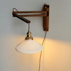Swing Arm Walnut Wall Light