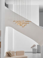Galaxy Wave Floating Leaf Crystal Spiral Chandelier