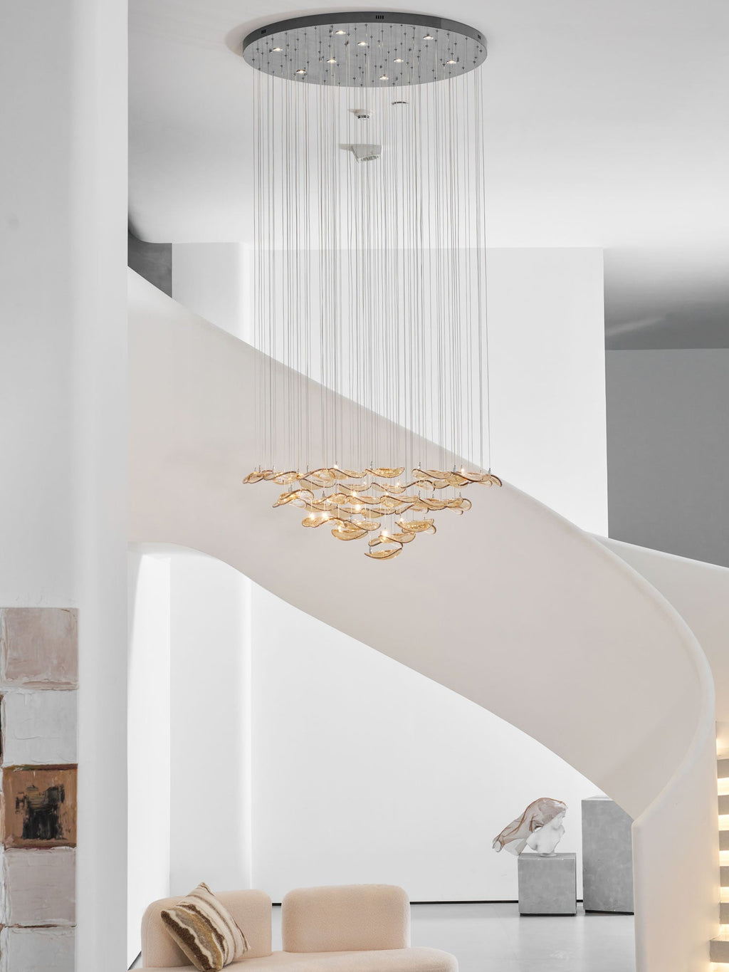 Galaxy Wave Floating Leaf Crystal Spiral Chandelier