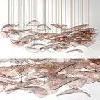 Galaxy Wave Floating Leaf Crystal Spiral Chandelier