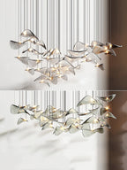 Galaxy Wave Floating Leaf Crystal Spiral Chandelier