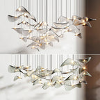 Galaxy Wave Floating Leaf Crystal Spiral Chandelier