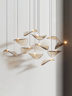 Galaxy Wave Floating Leaf Crystal Spiral Chandelier