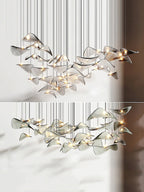 Galaxy Wave Floating Leaf Crystal Spiral Chandelier