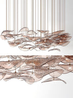 Galaxy Wave Floating Leaf Crystal Spiral Chandelier