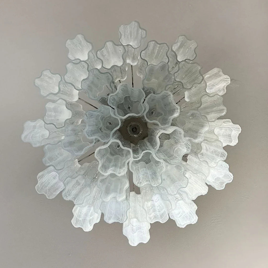 White Murano Glass Tube Chandelier