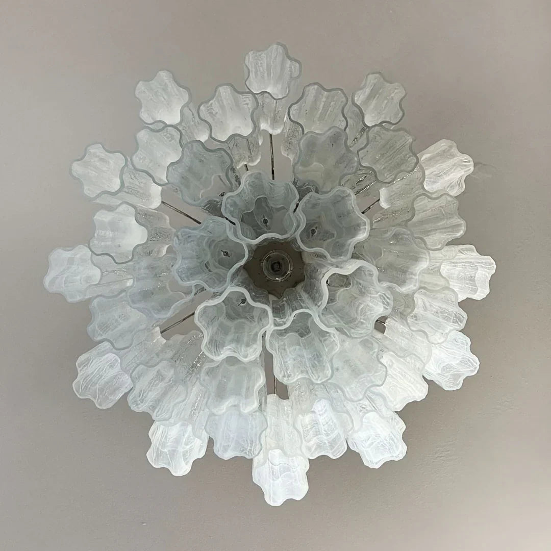 White Murano Glass Tube Chandelier